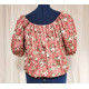 Pink floral gathered blouse